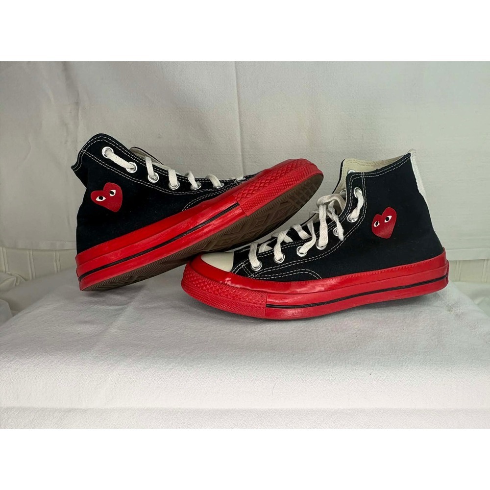 Converse x Comme des Garcons PLAY Chuck 70 High Black Red Heart  Mens 6 W8